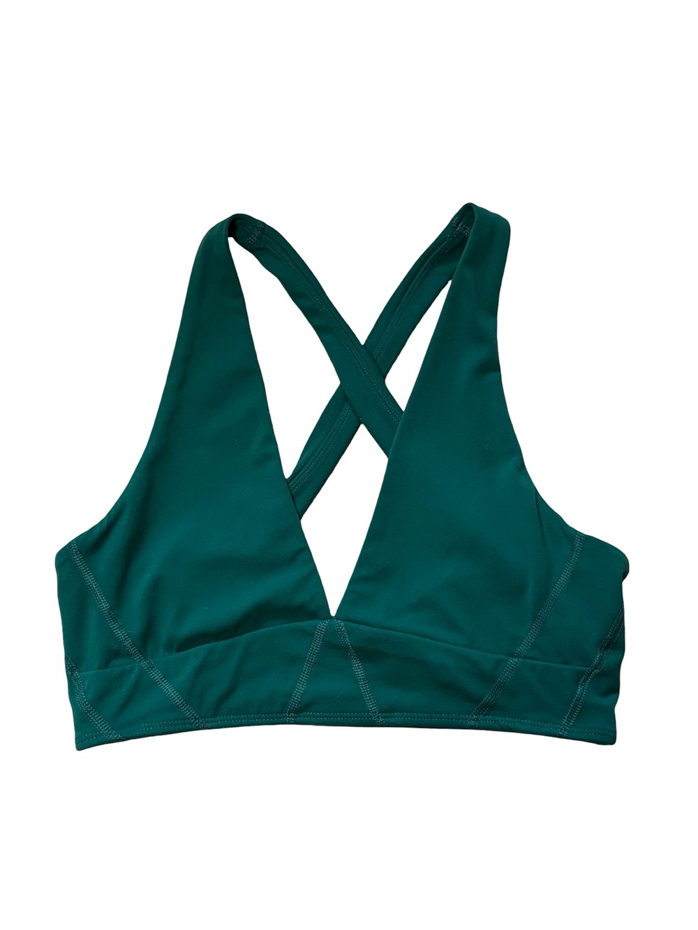 FP Movement Never Better V-Neck Sports Bra in Dark Green - Size S
